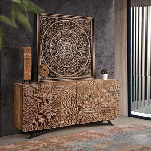 Karlstad Acacia Wood 4 Door Extra Large Sideboard - 200cm