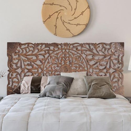 Radoyya Carved Dark Wood Headboard - 166cm