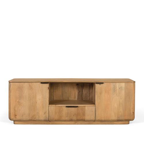 Wrenley Natural Mango Wood Storage TV Unit - 160cm