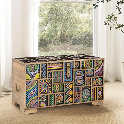 Emelia Mango Wood Painted Storage Trunk