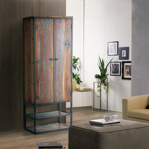 Jazlyn Industrial Style Recycled Wood 2 Door Hall Cabinet
