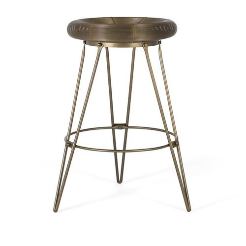 2 x Asti Gold Metal Round Barstool