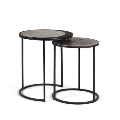 Rome Bronze Metal Round Nest of 2 Tables