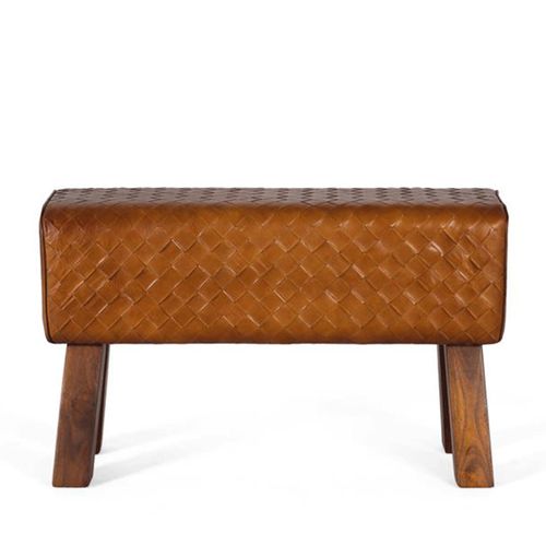Sylvia Brown Leather Hall Bench