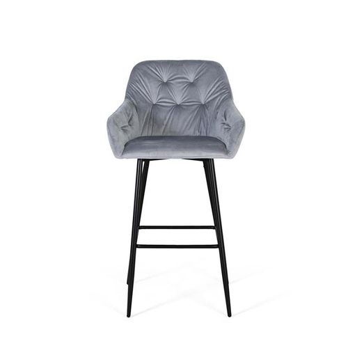2 x Elvoshi Blue Velvet Fabric Barstool with Back