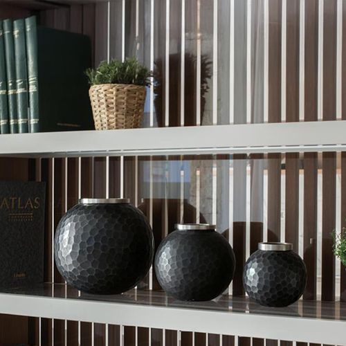 Sloane Dark Grey Metal Round Vase - Set of 3