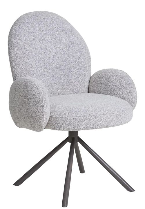 2 x Lana Sand Boucle Fabric Swivel Dining Chair
