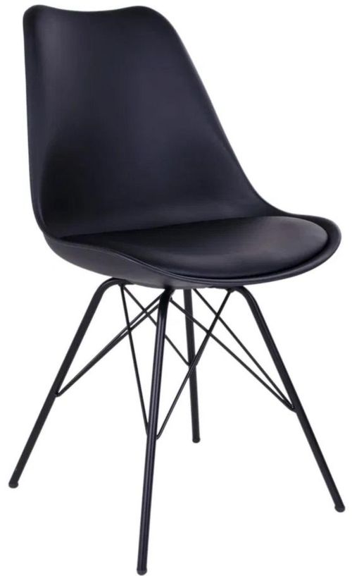 2 x Oslo Black Faux Leather Dining Chair