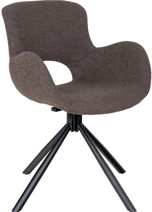 2 x Amorim Brown Boucle Fabric Swivel Dining Chair