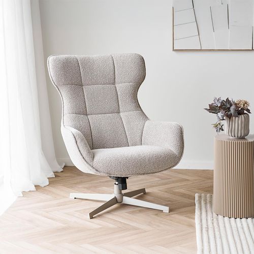 Turin Natural Fabric Swivel Lounge Chair