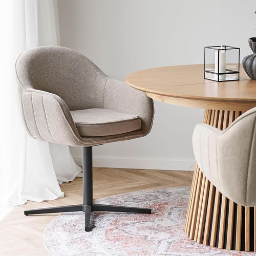 2 x Tamera Light Grey Fabric Swivel Dining Chair