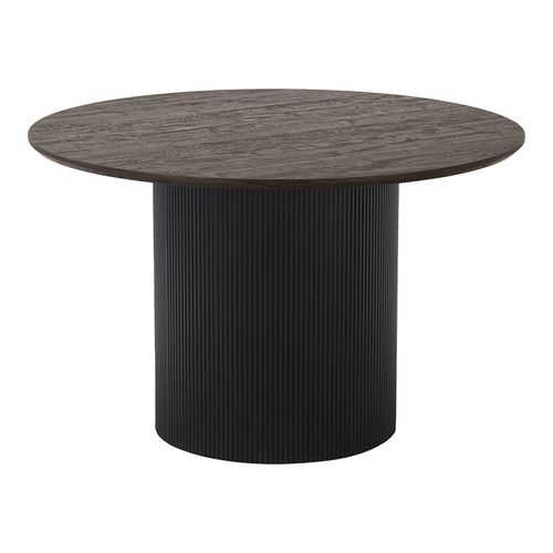 Boavista Dark Wood 4 Seater Fluted Round Pedestal Dining Table - 120cm