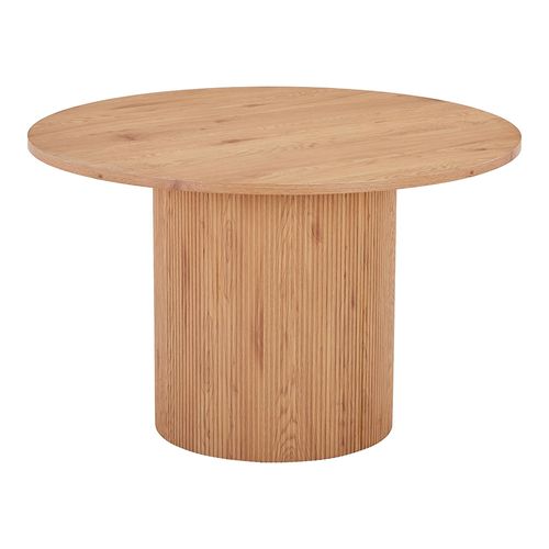 Boavista Natural Wood 4 Seater Fluted Round Pedestal Dining Table - 120cm