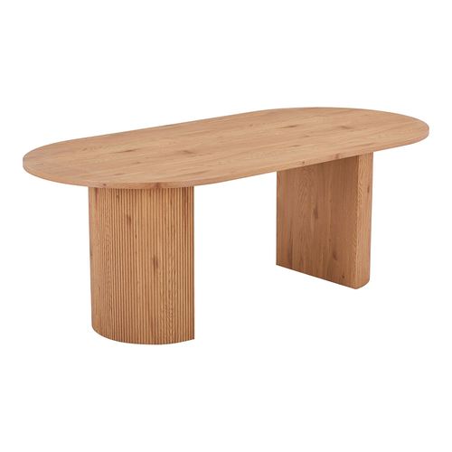 Boavista Natural Wood 8 Seater Fluted Oval Double Pedestal Dining Table - 210cm