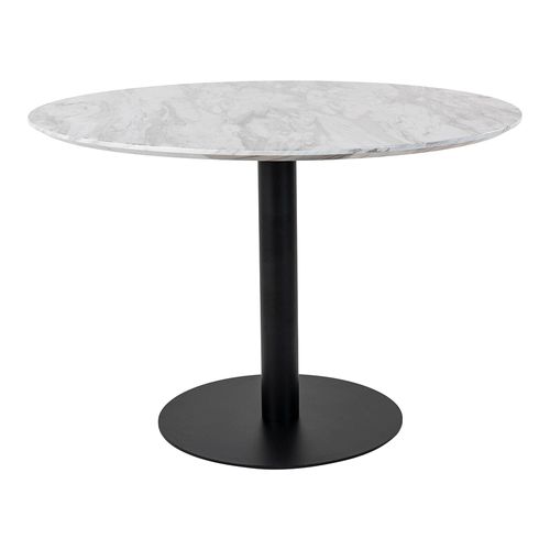 Bolzano White Marble Effect 4 Seater Black Round Pedestal Dining Table - 110cm