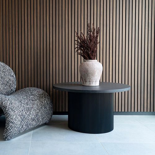 Boavista Dark Wood Fluted Round Coffee Table