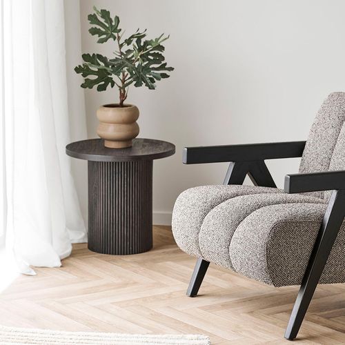 Boavista Dark Wood Fluted Round Side Table