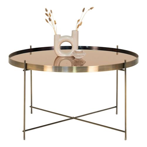 Venezia Brass Glass and Metal Round Large Coffee Table