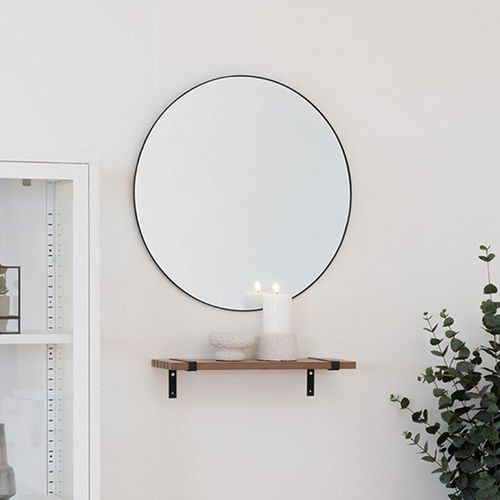 Jersey Black Round Wall Mirror - 60cm x 60cm