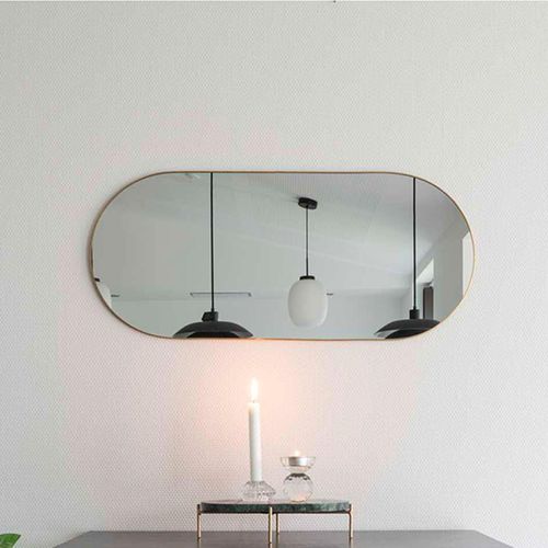 Jersey Brass Finish Oval Wall Mirror - 35cm x 80cm