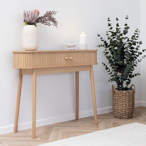 Nikko Pine Wood Fluted 2 Door Curved Console Table
