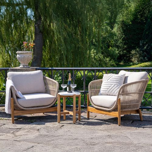 Terracina Beige Rope 2 Seater Round Garden Bistro Set