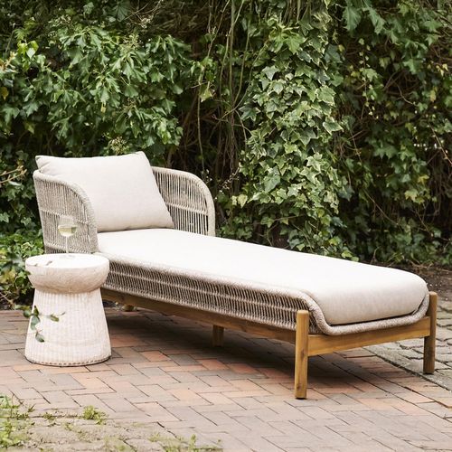 Terracina Beige Rope Garden Sun Lounger