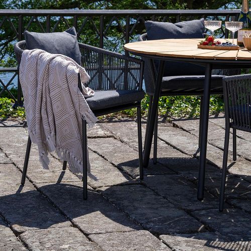 4 x Salerno Black Metal Garden Dining Armchair