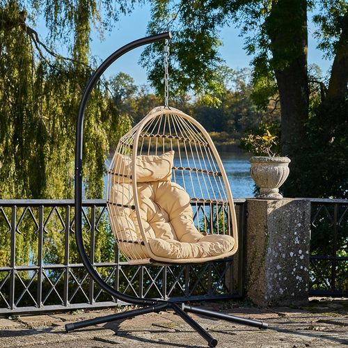 Patras Faux Rattan and Metal Garden Hanging Chair