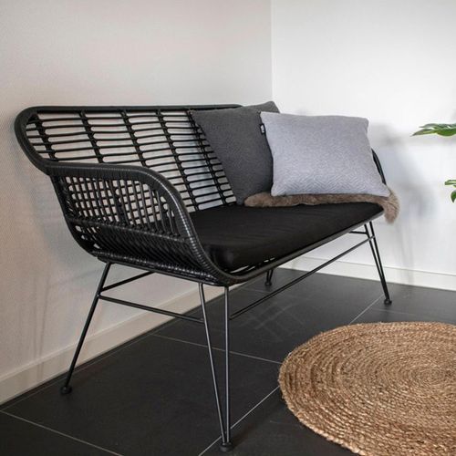 Trieste Black Rattan 2 Seater Garden Sofa