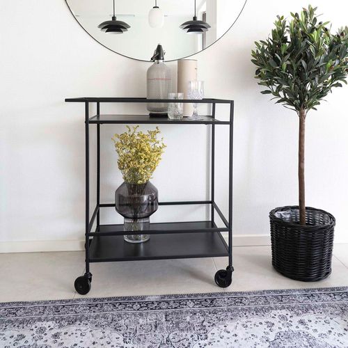 Vita Black Melamine Bar Trolley