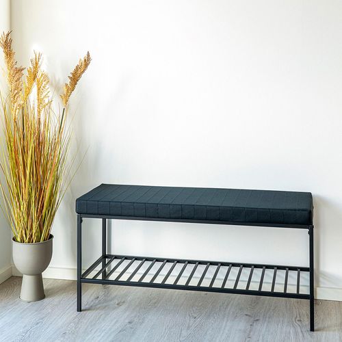 Vita Black Melamine Hall Bench with Shelf
