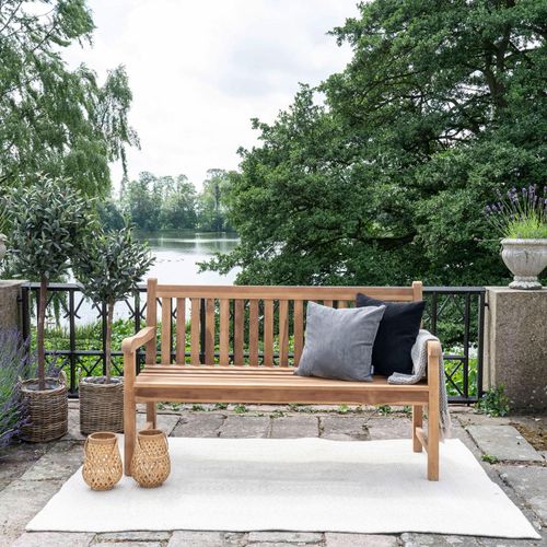 Keota Natural Teak Wood Garden Bench with Back