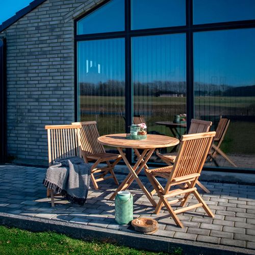 Oviedo Teak Wood 2 Seater Round Garden Dining Table - 100cm