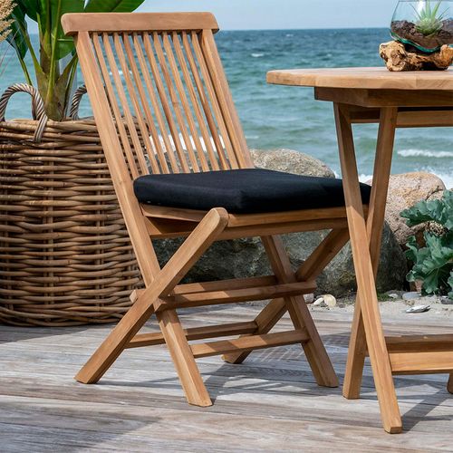 2 x Toledo Natural Teak Wood Slatted Garden Dining Chair