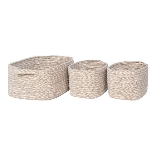 Mora Beige Fabric Basket  - Set of 3