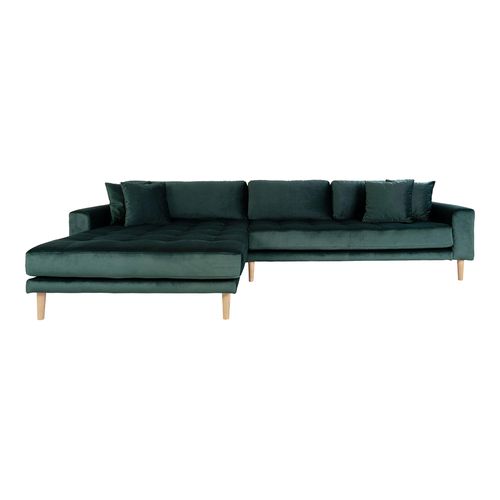 Lido Dark Green Lounge Sofa with Natural Legs - LHF