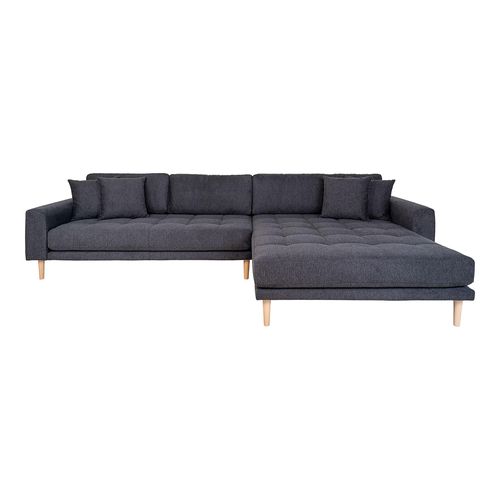 Lido Dark Grey Fabric Lounge Sofa with Natural Legs - RHF