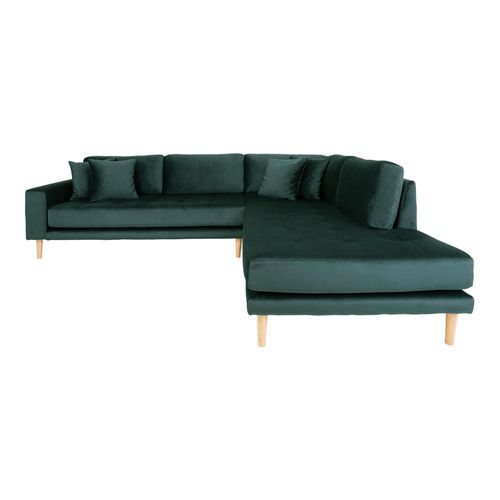 Lido Green Fabric Corner Sofa Open End with Natural Legs - RHF
