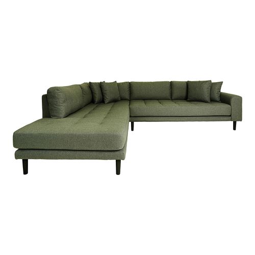 Lido Olive Green Fabric Corner Sofa Open End with Black Legs - LHF