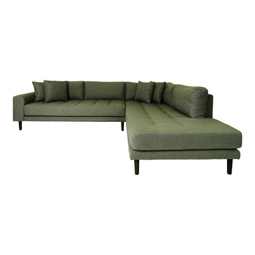 Lido Olive Green Fabric Corner Sofa Open End with Black Legs - RHF