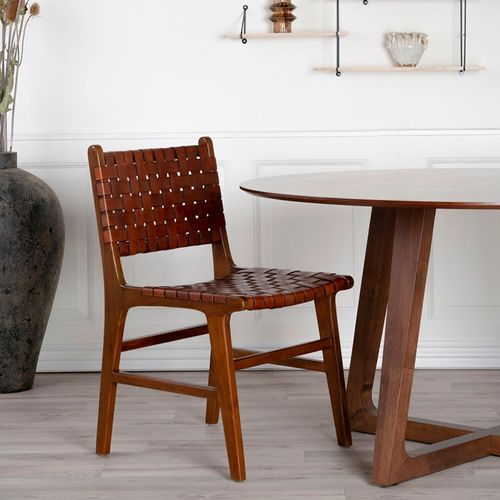 2 x Perugia Brown Leather Dining Chair