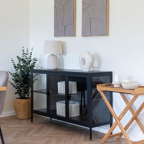 Brisbane Black Metal 3 Door Medium Sideboard - 140cm