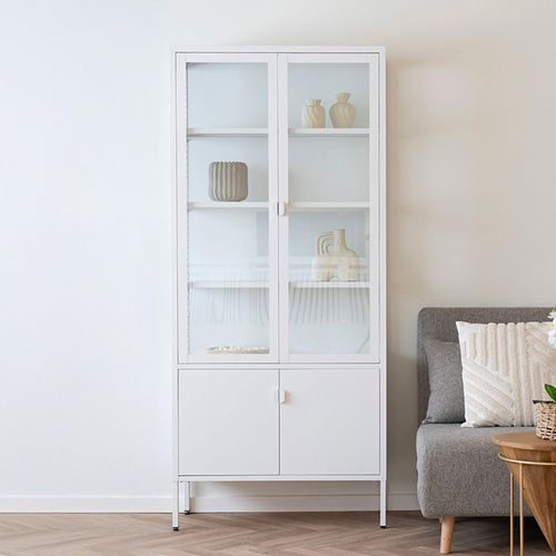 Brisbane White Metal 4 Door Display Cabinet