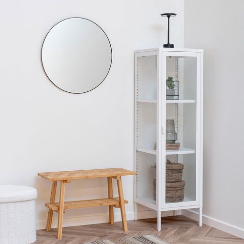 Brisbane White Metal 1 Door Narrow Display Cabinet