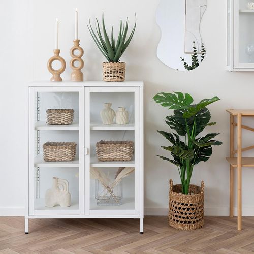 Brisbane White Metal 2 Door Small Display Cabinet