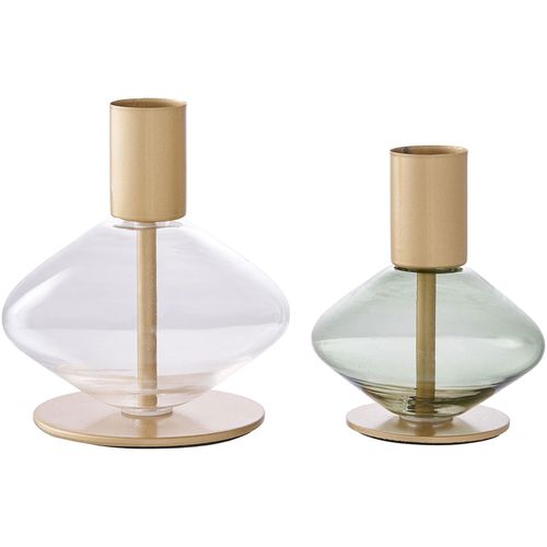 Glass and Metal Candle Holder - Set of 2