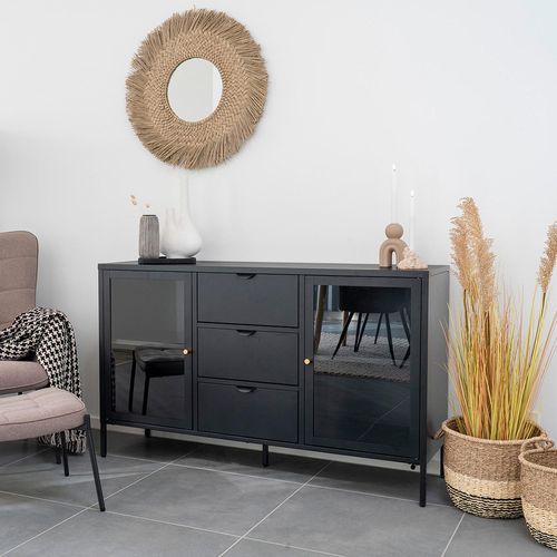 Dalby Black Metal 2 Door Medium Sideboard - 140cm