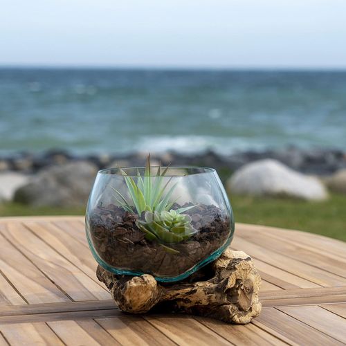 San Marino Teak Wood and Glass Small Waterdrop