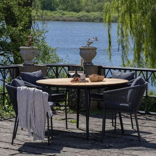 Cleveland Tak Wood 4 Seater Round Garden Dining Set with 4 Salerno Chairs